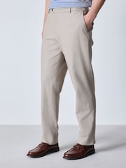 Cream N.Premium Regular Fit Smart Brushed Cotton Trousers - Image 1 of 10