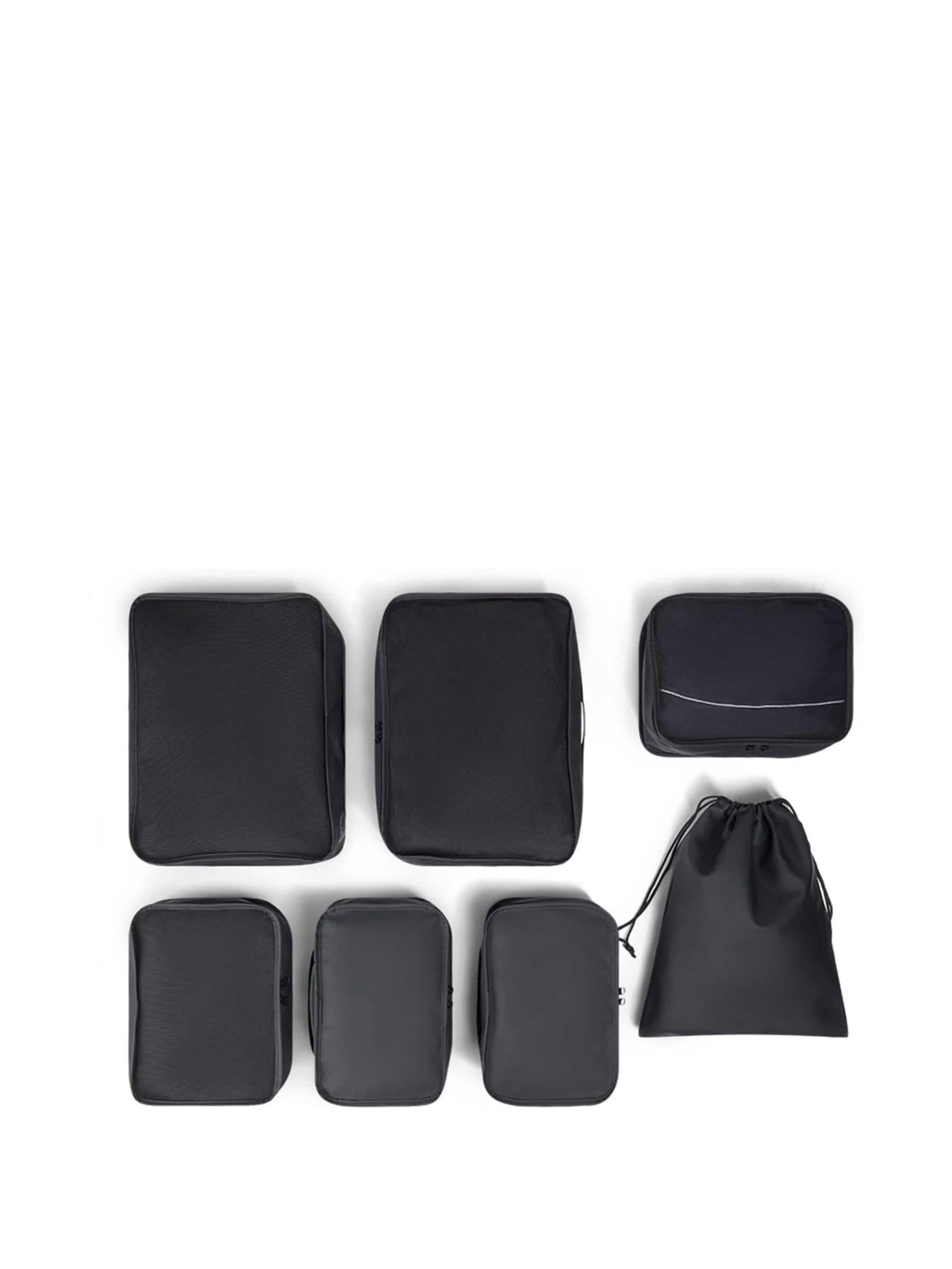 Rock Black 7 Piece Packing Cubes Set - | Includes 6 Organisers & Laundry Bag - Grab Handles - Lightweight & Durable - Maximises Space - Ideal For Travel & Business - Image 3