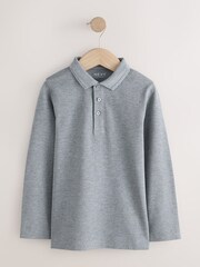 Grey Long Sleeve School Polo Shirts 2 Pack (3-16yrs) - Image 3 of 6