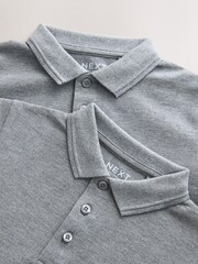 Grey Long Sleeve School Polo Shirts 2 Pack (3-16yrs) - Image 6 of 6