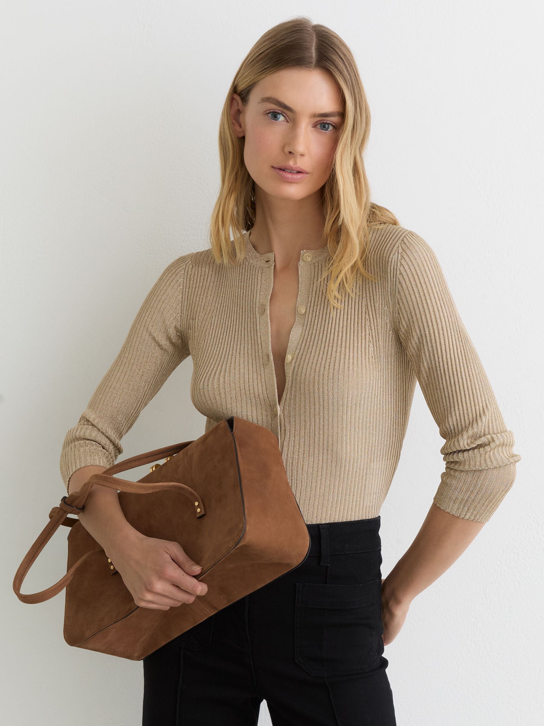 Next：日本 Reiss Milo メタリック リブ編み カーディガン from Next Japan