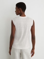 Reiss White Taylor Linen Twist-Detail T-Shirt - Image 5 of 6
