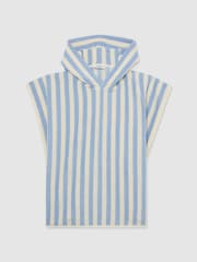 Reiss Pale Blue Dune Striped Hooded Towel Cape - Image 1 of 3