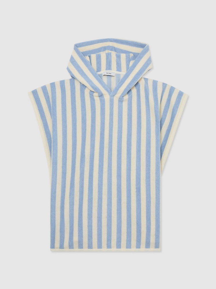 Reiss Pale Blue Dune Striped Hooded Towel Cape - Image 1 of 3