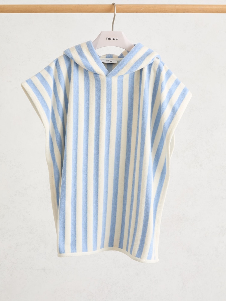 Reiss Pale Blue Dune Striped Hooded Towel Cape - Image 2 of 3