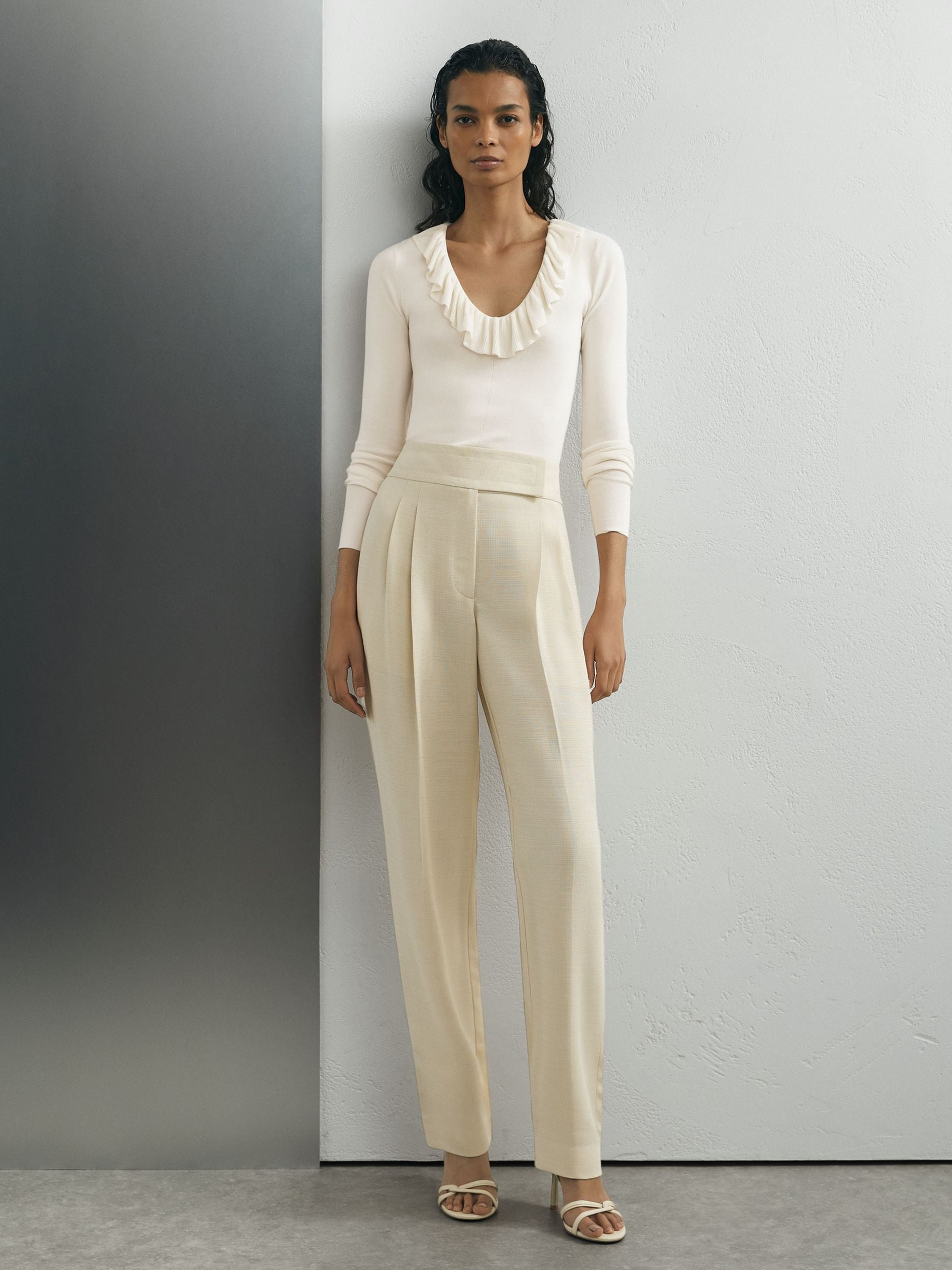Buy Atelier Silk Blend Ruffle Neck Knitted Top from Next USA