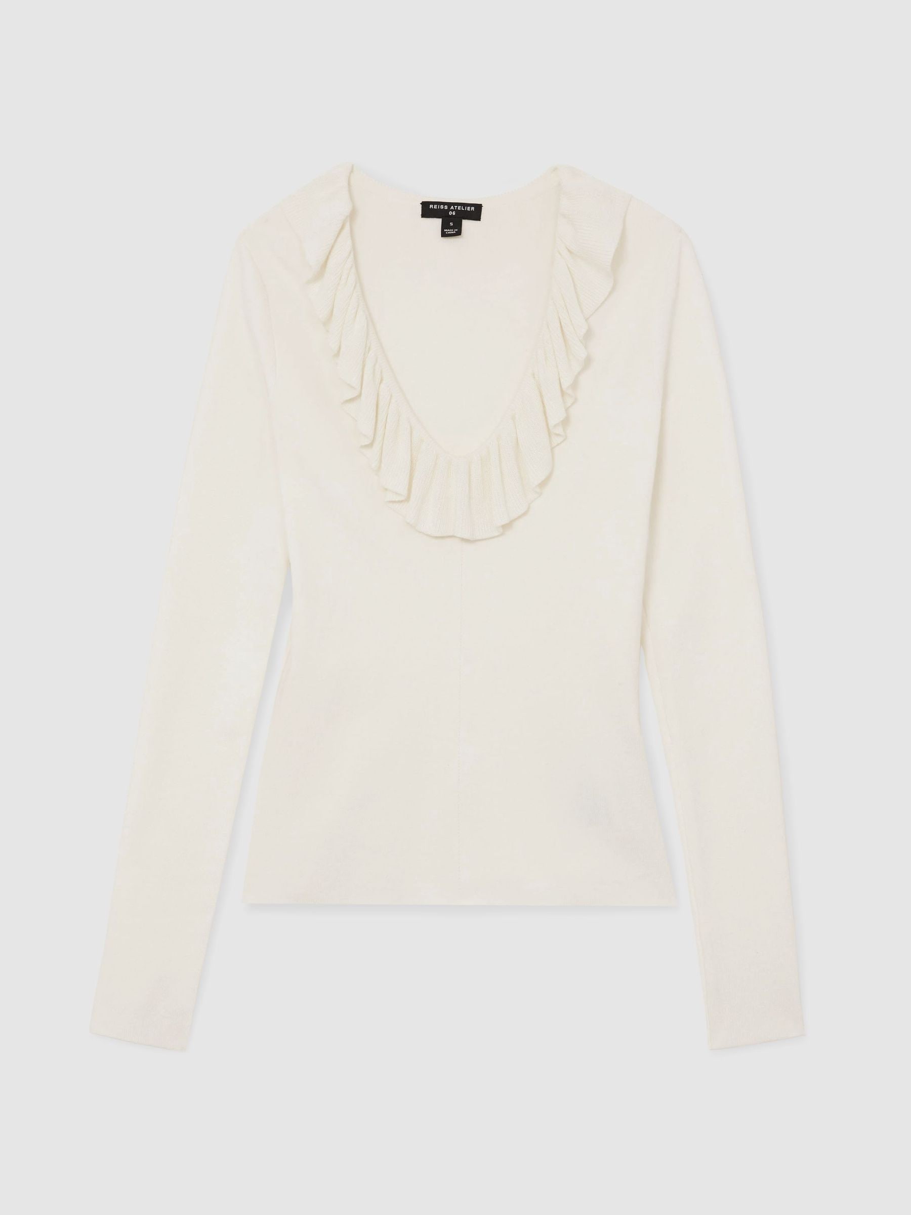 Buy Atelier Silk Blend Ruffle Neck Knitted Top from Next USA