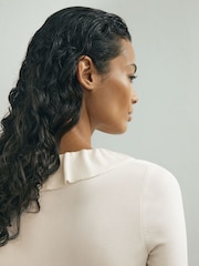 Atelier Silk Blend Ruffle Neck Knitted Off White Top - Image 5 of 6