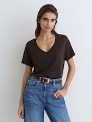 Reiss Chocolate Brown Lola T-Shirt - Image 1 of 6