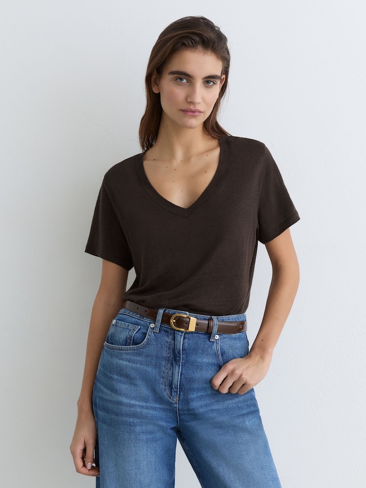 Reiss Chocolate Brown Lola T-Shirt - Image 1 of 6