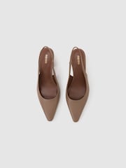 Reiss Taupe Lorena Leather Slingback Court Shoes - Image 2 of 4