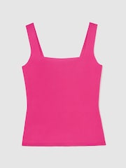 Reiss Hot Pink Fion Square-Neck Compact-Knit Vest - Image 2 of 6
