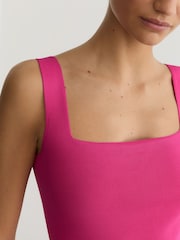 Reiss Hot Pink Fion Square-Neck Compact-Knit Vest - Image 4 of 6