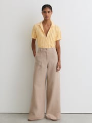 Buttermilk galben - Reiss Audrey Stitch-Detail Short-Sleeve Knitted Shirt - Imaginea 5 din 6