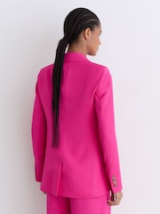 Reiss Pink Charli Single-Breasted Suit Blazer with Linen - Image 5 of 9