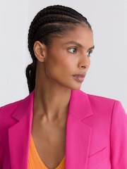 Reiss Pink Charli Single-Breasted Suit Blazer with Linen - Image 6 of 9