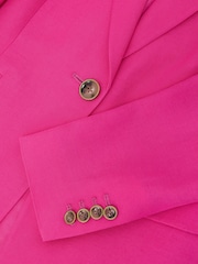 Reiss Pink Charli Single-Breasted Suit Blazer with Linen - Image 9 of 9
