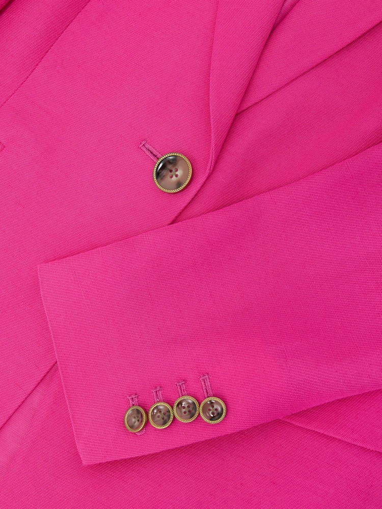 Reiss Pink Charli Single-Breasted Suit Blazer with Linen - Image 9 of 9