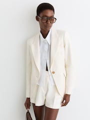 Reiss Cream Malin Button-Waist Tailored Shorts - Image 1 of 7