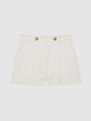 Reiss Cream Malin Button-Waist Tailored Shorts - Image 2 of 7