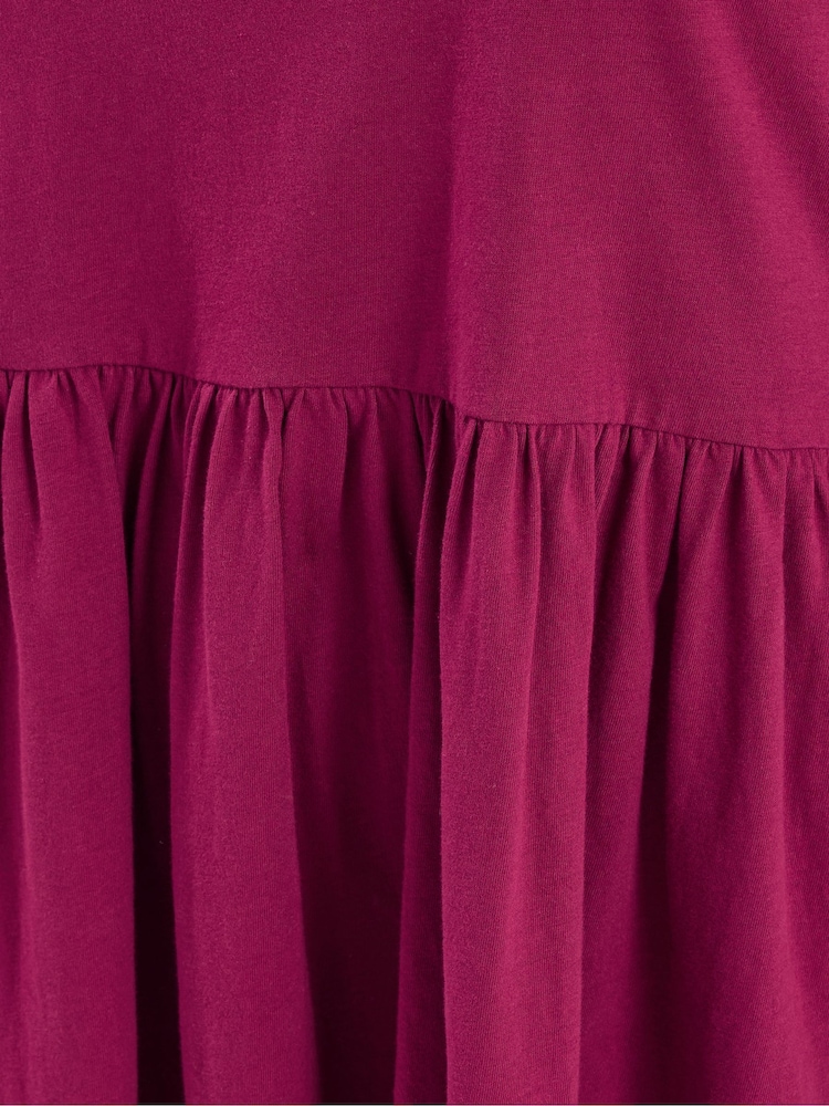 Yours Curve Pink Long Sleeve Peplum Cotton Top - Image 5 of 5