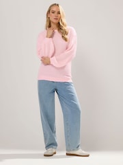 Long Tall Sally Pink Balloon Sleeve Jumper - Image 2 of 5