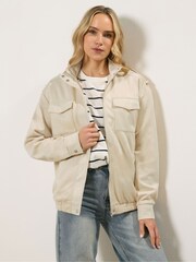 Long Tall Sally Natural Collar Detail Suedette Jacket - Image 1 of 5