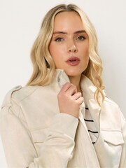 Long Tall Sally Natural Collar Detail Suedette Jacket - Image 4 of 5