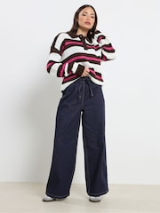 PixieGirl Petite Brown Stripe Knitted Rugby Jumper - Image 2 of 5