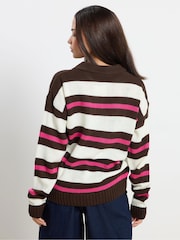 PixieGirl Petite Brown Stripe Knitted Rugby Jumper - Image 3 of 5