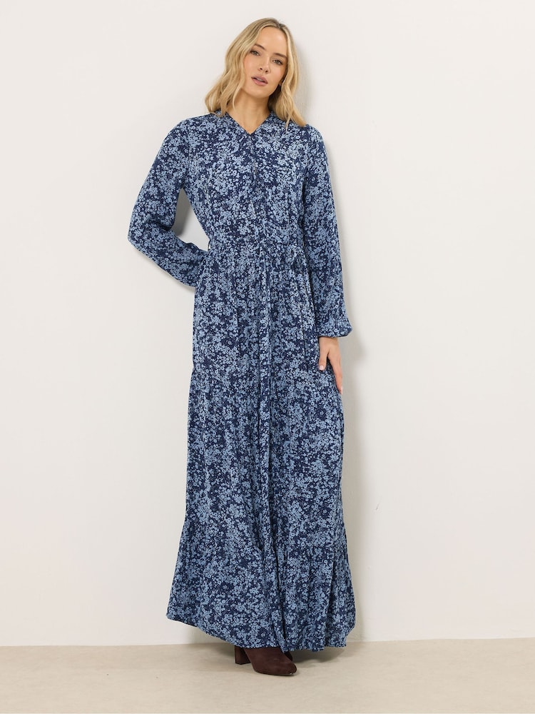Long Tall Sally Blue Ditsy Crinkle Tiered Maxi Dress - Image 2 of 5