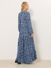Long Tall Sally Blue Ditsy Crinkle Tiered Maxi Dress - Image 3 of 5