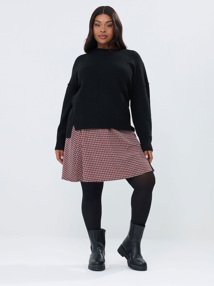 Yours Curve Red Check Mini Skirt - Image 2 of 5