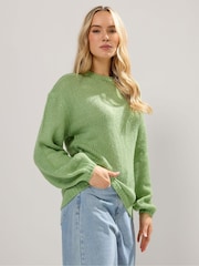 Long Tall Sally Green Balloon Sleeve Jumper - Image 1 of 5