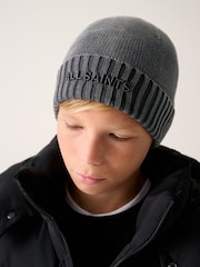 smALLSAINTS Washed grey Underground Knitted Logo Beanie - Image 1 of 2