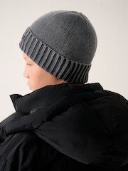 smALLSAINTS Washed grey Underground Knitted Logo Beanie - Image 2 of 2