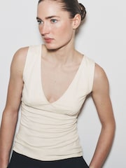 The Set 4 Pack Deep V Vest Tops Khaki/Pink/Cream - Image 1 of 6