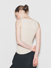 The Set 4 Pack Deep V Vest Tops Khaki/Pink/Cream - Image 4 of 6