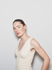 The Set 4 Pack Deep V Vest Tops Khaki/Pink/Cream - Image 5 of 6