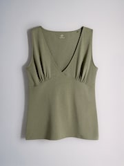 The Set 4 Pack Deep V Vest Tops Khaki/Pink/Cream - Image 6 of 6