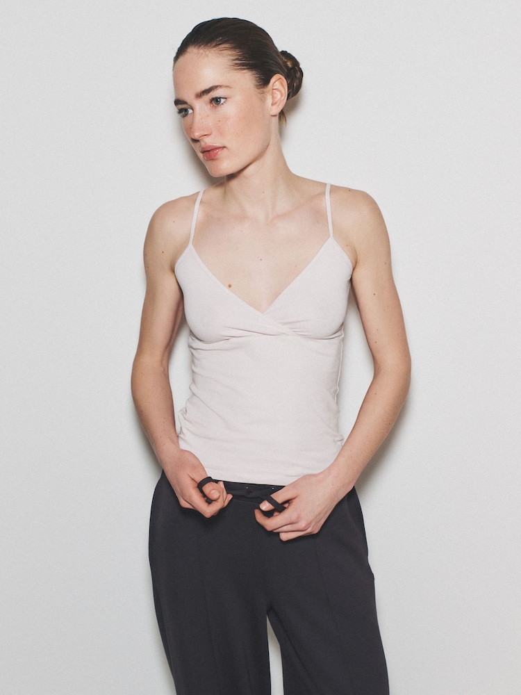 The Set 4 Pack Cross V-Neck Cami Tops Black/Brown/White - Image 1 of 10