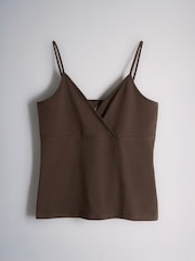 The Set 4 Pack Cross V-Neck Cami Tops Black/Brown/White - Image 3 of 10
