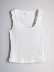 The Set 4 Pack Neutrals Pointelle Square Neck Vests Black/Chocolate Brown/ Taupe Brown/White - Image 4 of 6