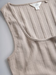 The Set 4 Pack Neutrals Pointelle Square Neck Vests Black/Chocolate Brown/ Taupe Brown/White - Image 6 of 6