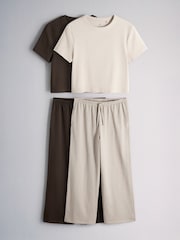 The Set 2 Pack Ribbed Short Sleeve T-Shirt and Straight Leg Joggers Set - 圖片 1/7