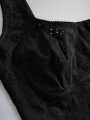 The Set 2 Pack Jersey Broderie Vest Tops Black/White - Image 5 of 5