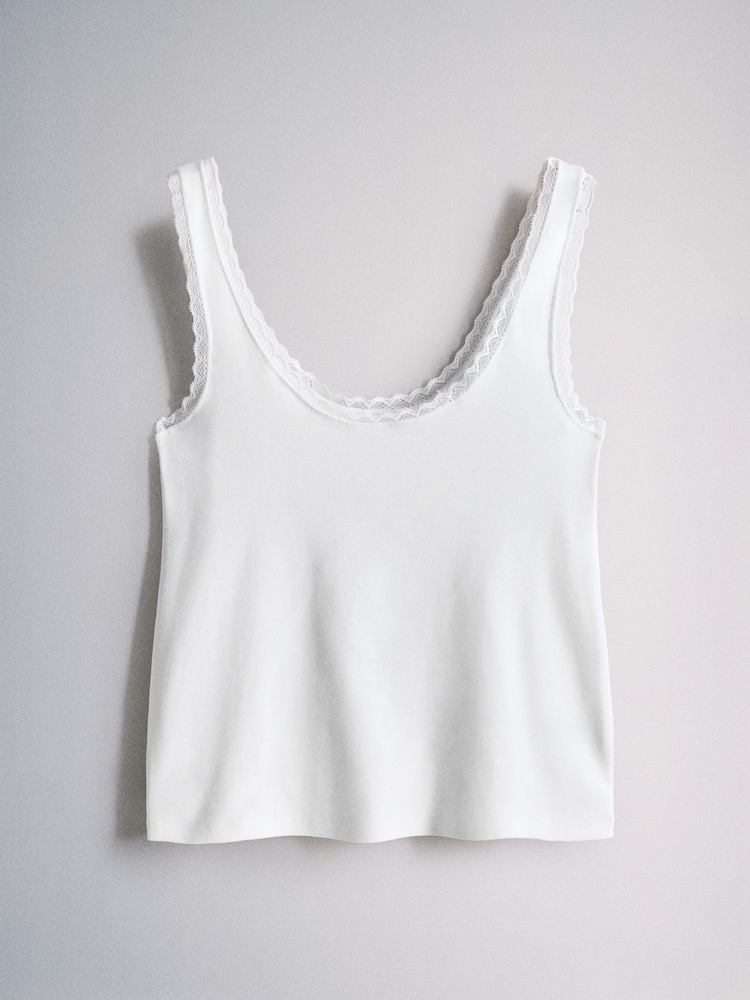 The Set 4 Pack Scoop Vest With Lace Trim Neutrals - Image 2 of 7