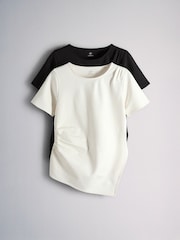 The Set Asymmetrical Hem T-Shirts 2 Pack Black/White - Image 2 of 9