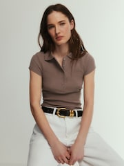 The Set 3 Pack Jersey Polo Tops Navy Blue / Burgundy / Taupe Brown - Image 6 of 10