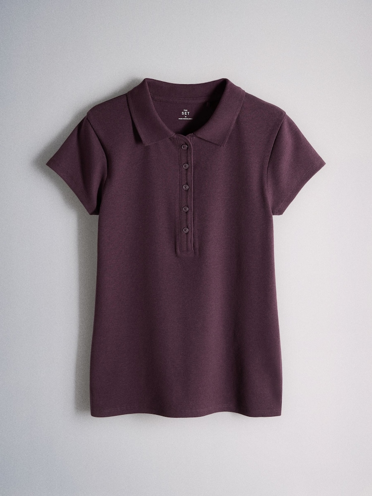 The Set 3 Pack Jersey Polo Tops Navy Blue / Burgundy / Taupe Brown - Image 6 of 6